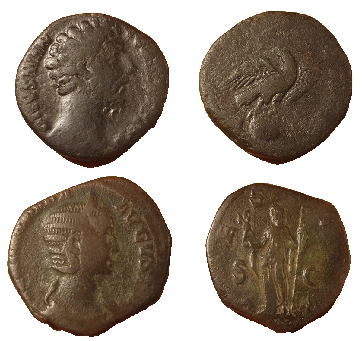  2 X Sesterzen: 1.) Marcus Aurelius: Adler Globus  2.) Julia Mamaea: Vesta_GARANTIERT ECHT   