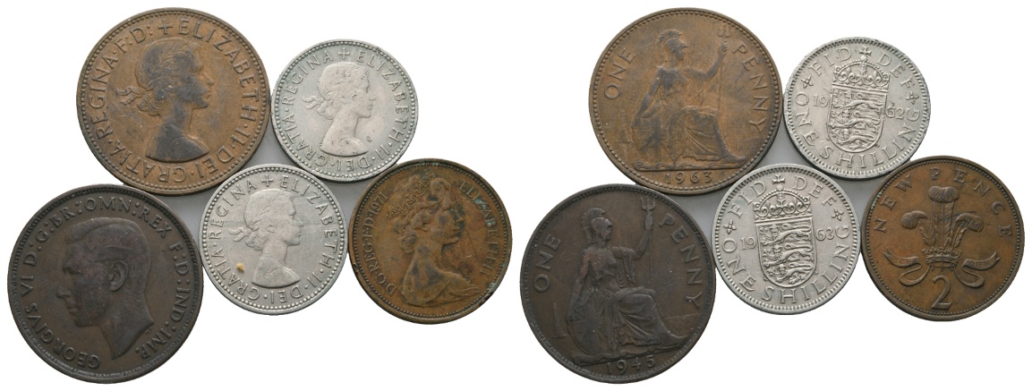 Ausland; Großbritannien; 5 Kleinmünzen