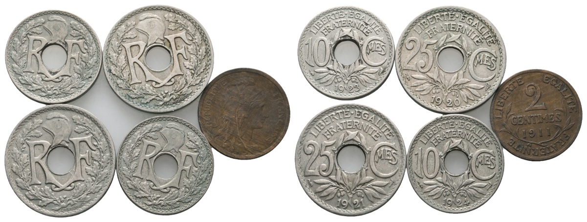 Ausland; Frankreich; 5 Kleinmünzen