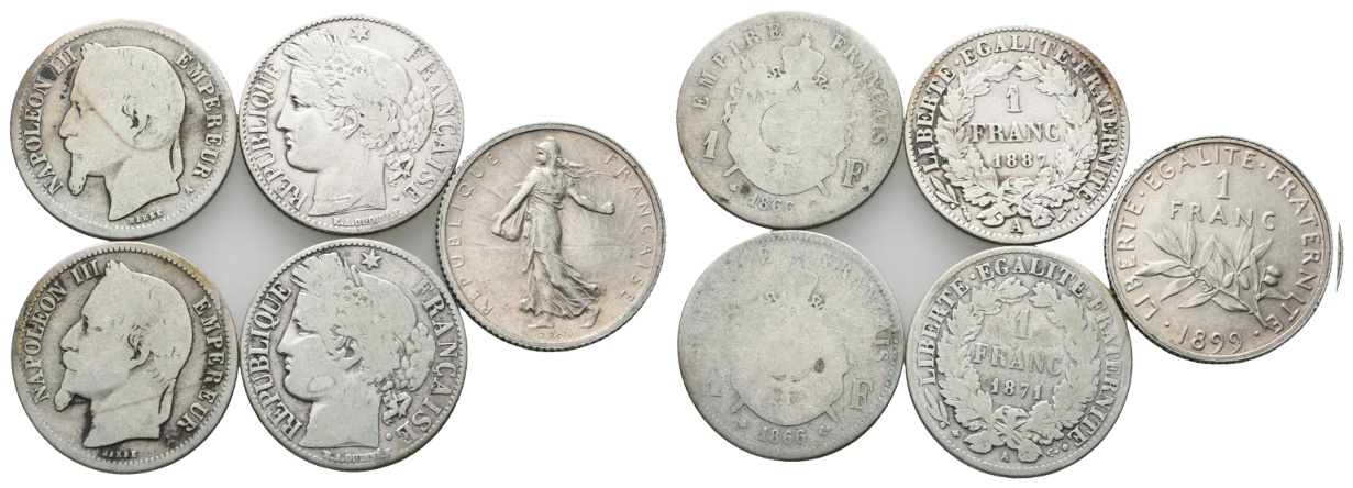 Ausland; Frankreich; 5 Kleinmünzen
