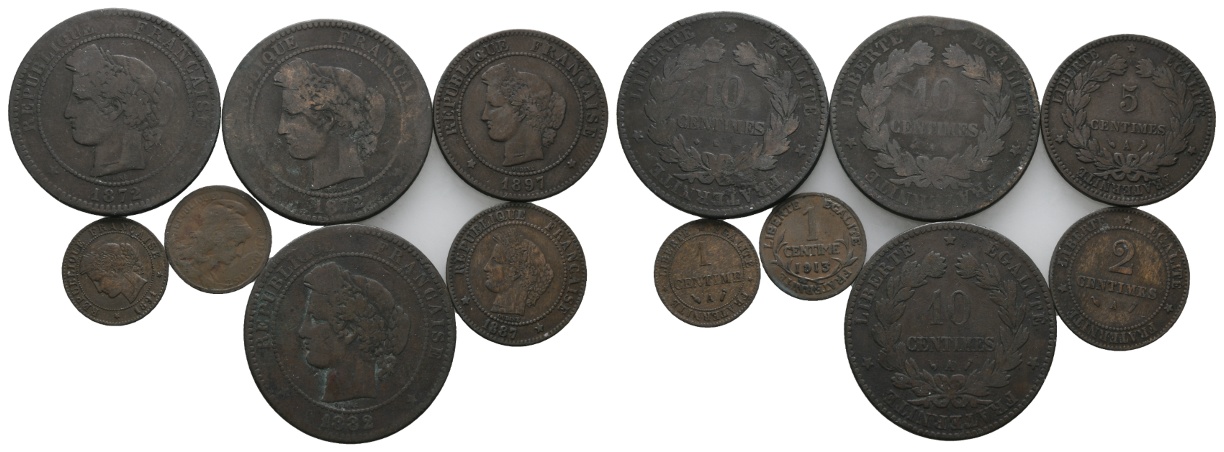 Ausland; Frankreich; 7 Kleinmünzen