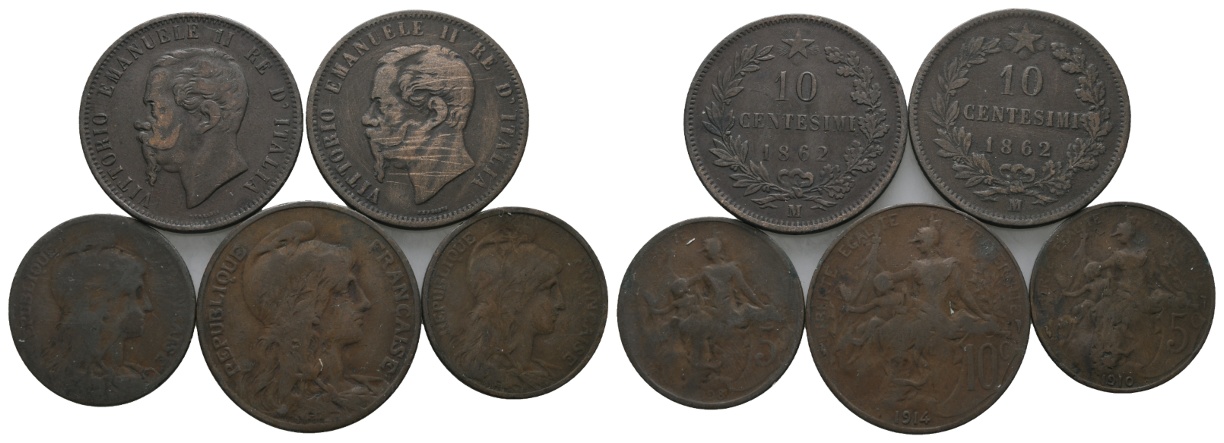 Ausland; Frankreich; 5 Kleinmünzen