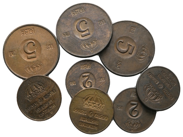 Ausland; Schweden; Lot Kleinmünzen (8 Stück)