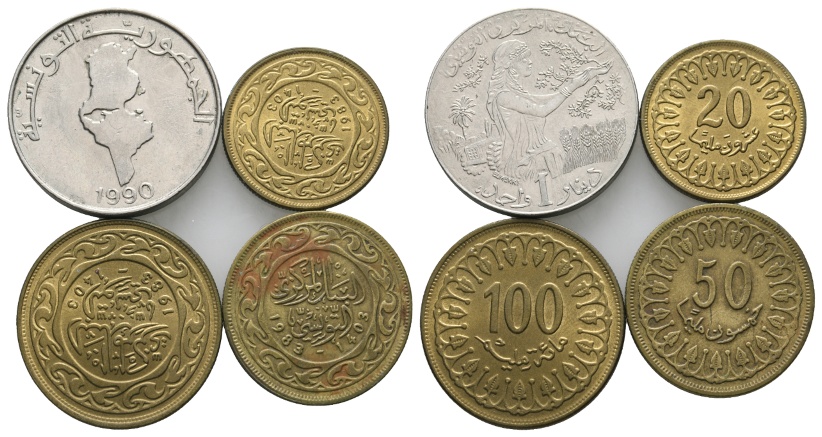 Ausland; Tunesien; Lot Kleinmünzen (4 Stück)