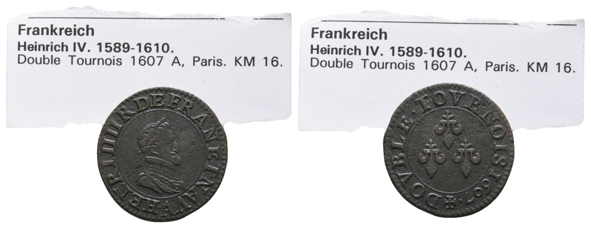  Mittelalter; Frankreich; Double Tournois 1607; 2,83 g   