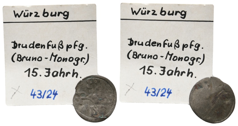  Mittelalter; Würzburg; Drudenfußpfennig; 0,37 g   