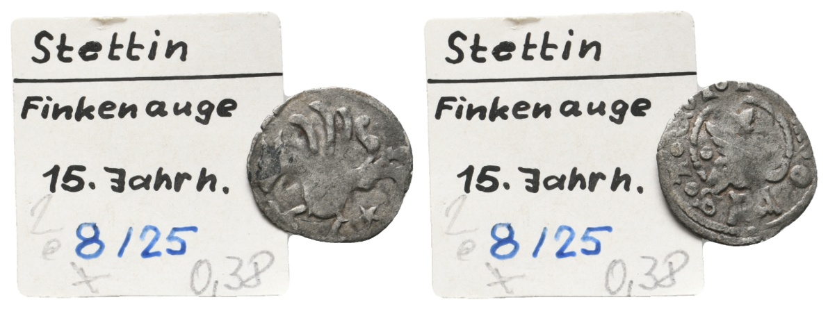 Mittelalter; Stettin; Finkenauge: Pfennig; 0,38 g