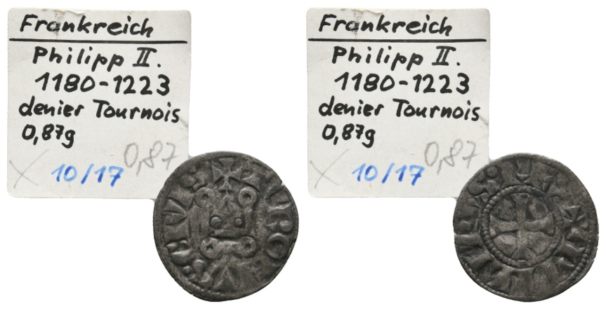 Mittelalter; Frankreich; Denier Tournois; 0,87 g