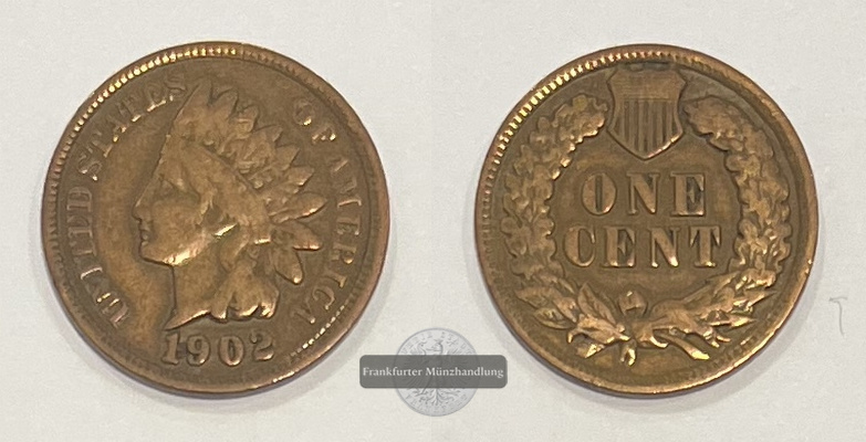  USA 1 Cent 1902 Indianerkopf KM#90a FM-Frankfurt   