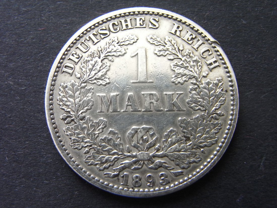  Deutsches Reich 1 Mark 1893 E ss Silber   