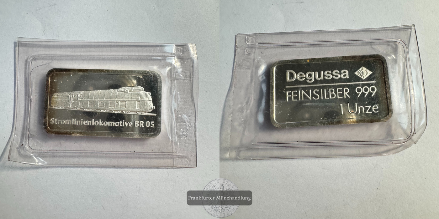  Deutschland Degussa Motivbarren Stromlinienlokomotive 1oz / 31,1g FM-Frankfurt Feinsilber: 31,1g   