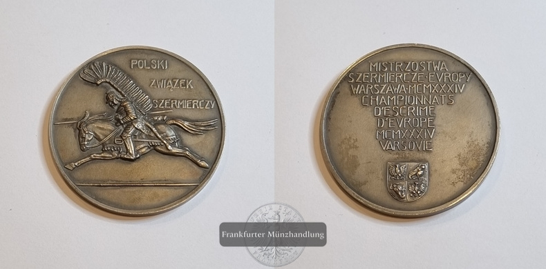  Polen Silbermedaille Weltmeisterschaft Fechten 1934 Olga Oelkers FM-Frankfurt   