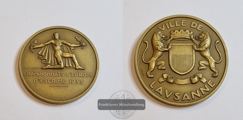  Frankreich Bronzemedaille Weltmeisterschaft Fechten 1935 Lausanne Olga Oelkers FM-Frankfurt   