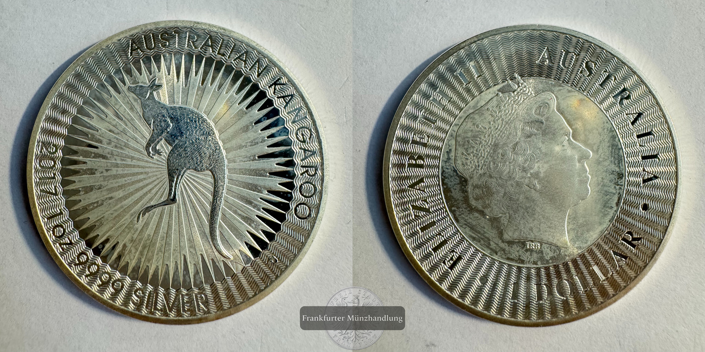  Australien 1 Dollar 2017 (2016-19) Kangaroo FM-Frankfurt KM#3234 Feinsilber: 31,06g   