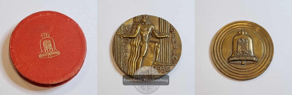  Deutschland Drittes Reich Olympiade 1936 Berlin Teilnahmemedaille Olga Oelkers FM-Frankfurt   