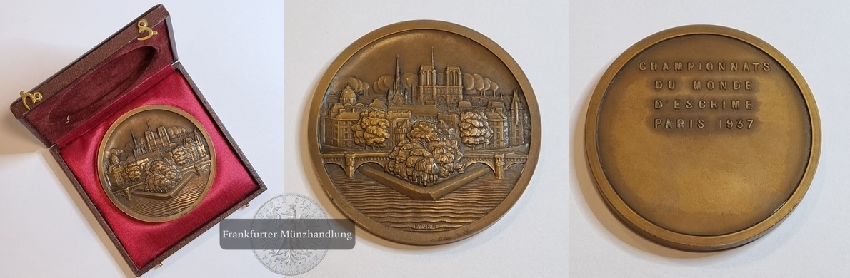  Frankreich Bronzemedaille Weltmeisterschaft Fechten 1937 Olga Oelkers FM-Frankfurt   