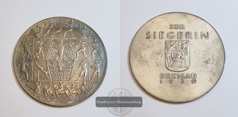  Deutschland Drittes Reich Kampfspiele Breslau 1930 Siegerinnenmedaille FM-Frankfurt   