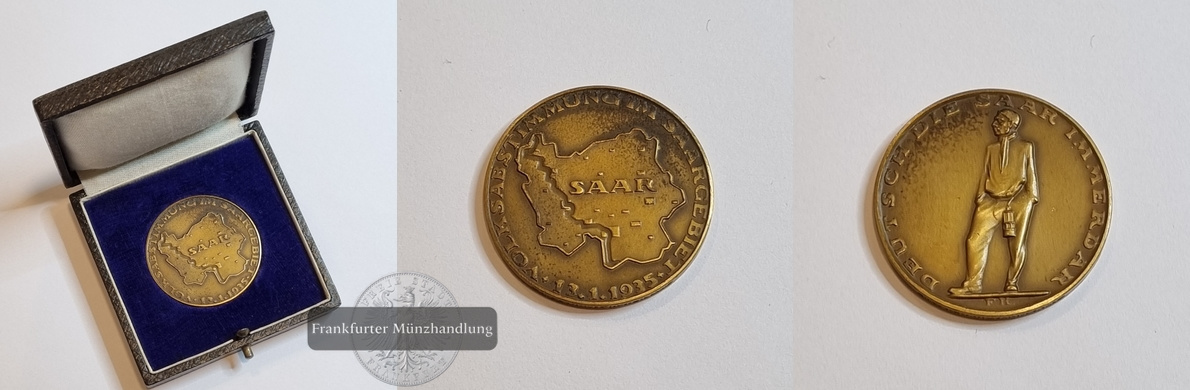  Deutschland Deutsches Reich Bronzemedaille Saarland Volksabstimmung 1935 FM-Frankfurt   