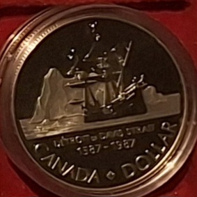  Kanada, Dollar 1987 Elizabeth II Silber 500er = 11,66g fein gekapselt   