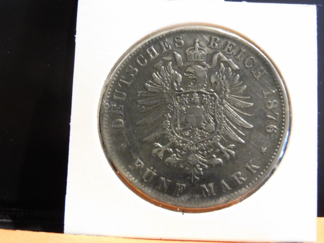  GERMANIA 5 MARK 1876 BAVARIA.GRADE-PLEASE SEE PHOTOS.   