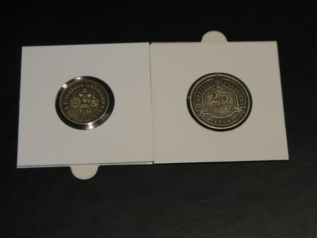  MAURITIUS 1/4 RUPEE 1934-HONDURAS 25 CENTS 1906.GRADE-PLEASE SEE PHOTOS.   