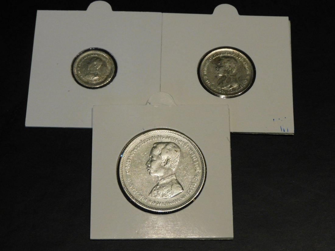 THAILAND 1/8-1/4-1 BAHT 1901-1910.GRADE-PLEASE SEE PHOTOS.