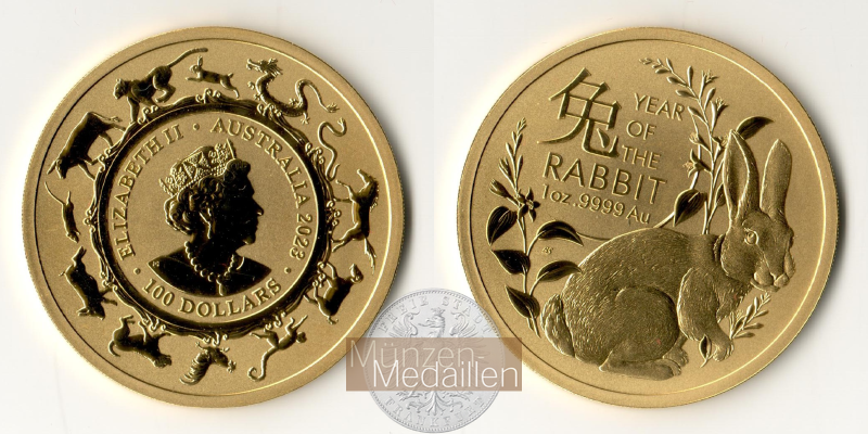 Australien MM-Frankfurt Feingewicht: 31,10g 100 Dollar Hase 2023 