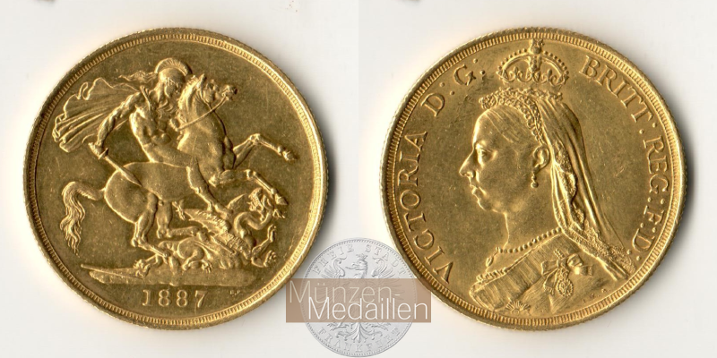 Grossbritannien MM-Frankfurt Feingewicht: 14,64g Gold 2 Sovereign 1887 Jubilee 