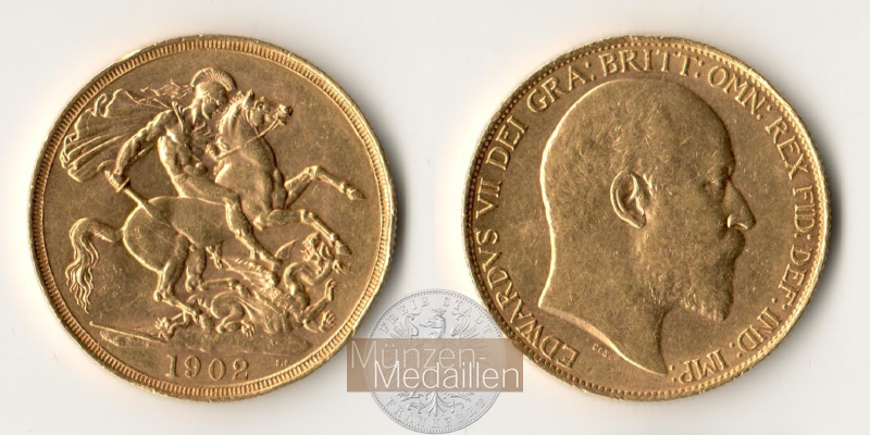Grossbritannien MM-Frankfurt Feingewicht: 14,64g Gold 2 Sovereign 1902 Jubilee 