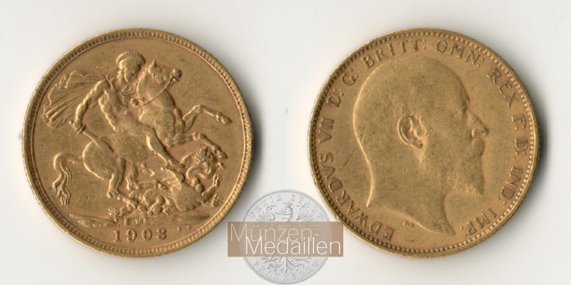 Grossbritannien  Sovereign MM-Frankfurt Feingold: 7,32g Edward VII 1903 