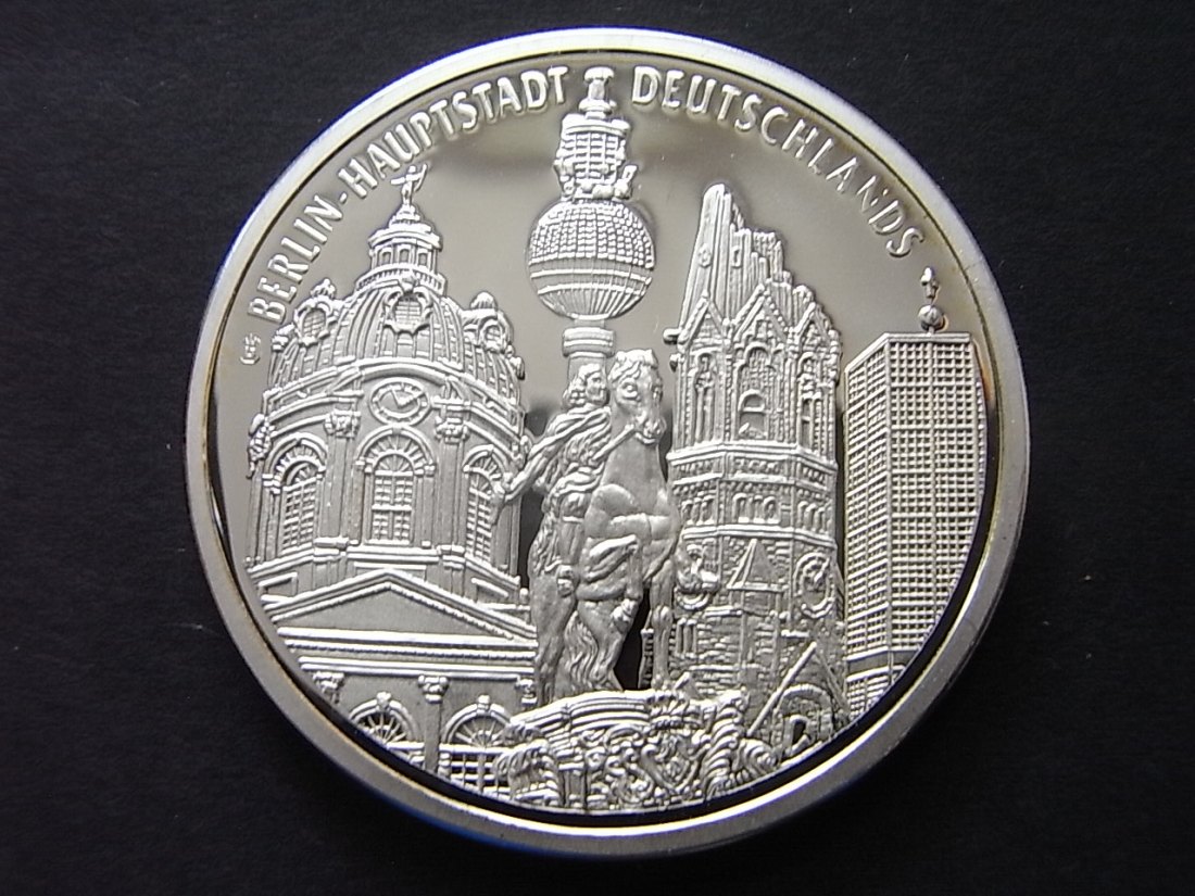  Medaille Farbmedaille Berlin Stadtansicht 40mm versilbert   