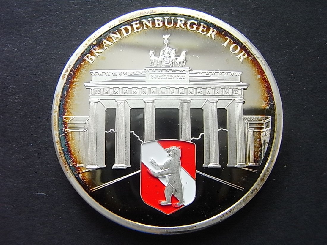  Medaille Farbmedaille Berlin Stadtansicht 40mm versilbert   