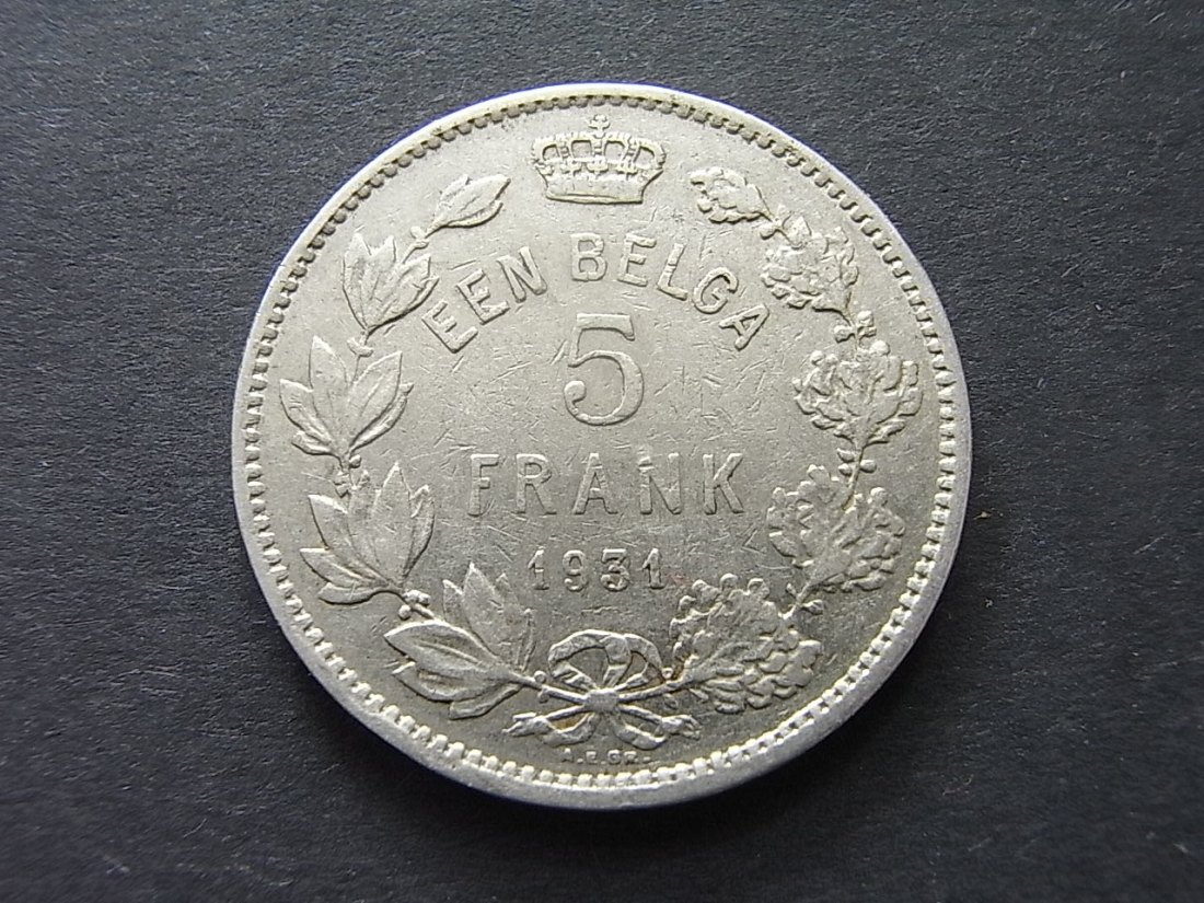  Belgien 5 Franc 1931 ss   