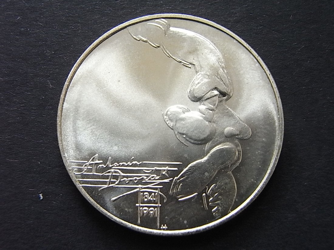  Tschechoslowakei 100 Kronen 1991 Dvozak stgl Silber   