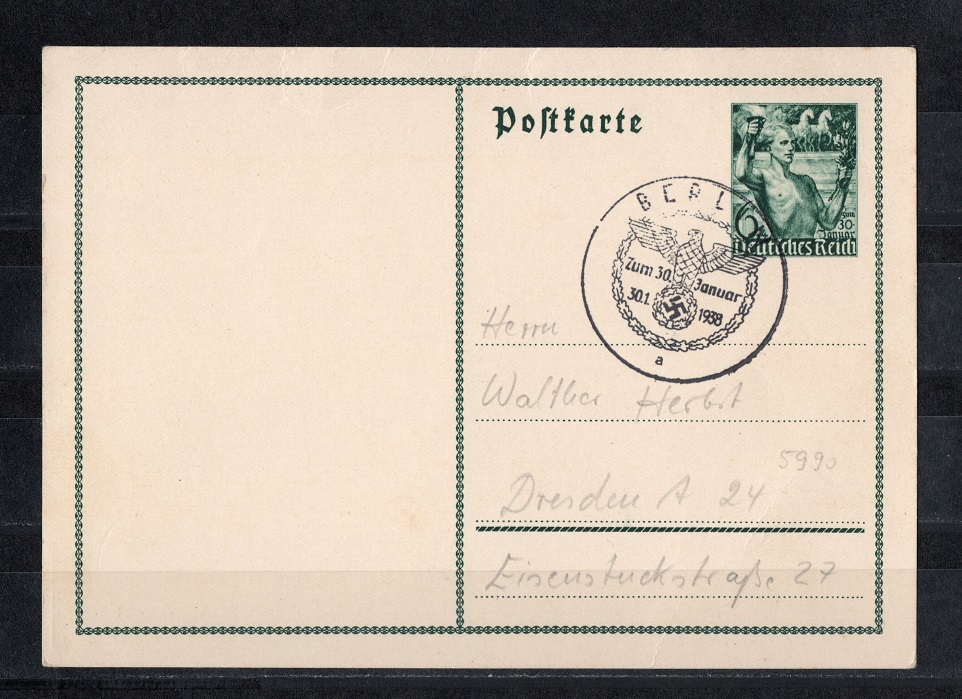  Dt. Reich 1938 Mi 660 Postkarte SST SEHR SELTEN   