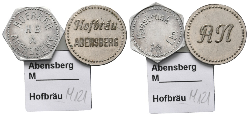  Bayern, Abensberg, Hofbräu, Menzel 121 (2 Stück)   