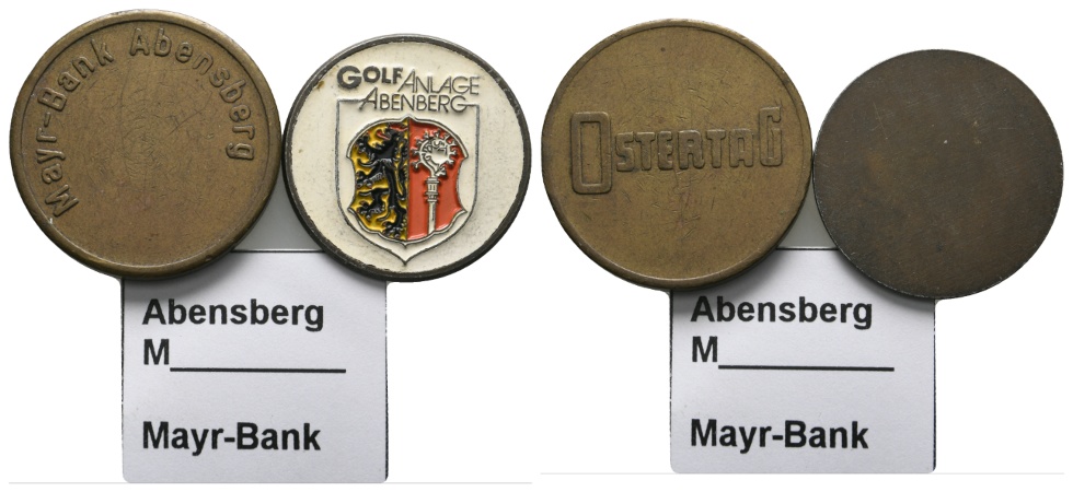  Bayern, Abensberg, Mayr-Bank-Ostertag/Goldanlage, Menzel - (2 Stück)   