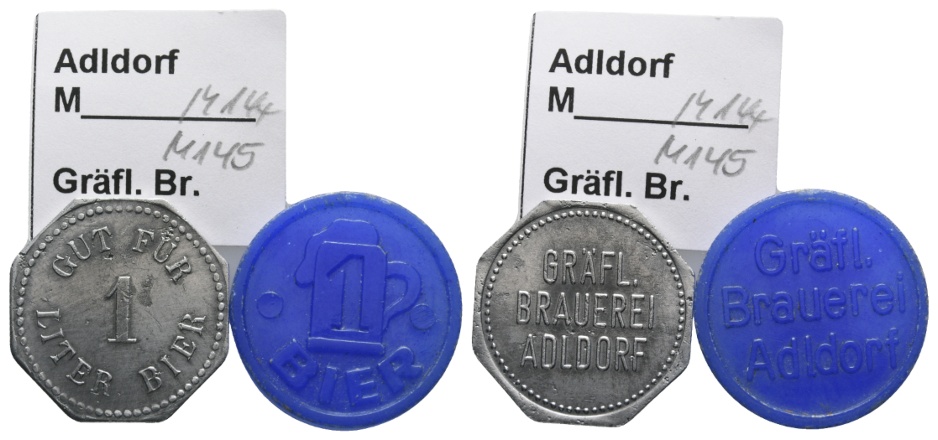  Bayern, Adldorf, Gräfl. Brauerei, Menzel 144/145 (2 Stück)   