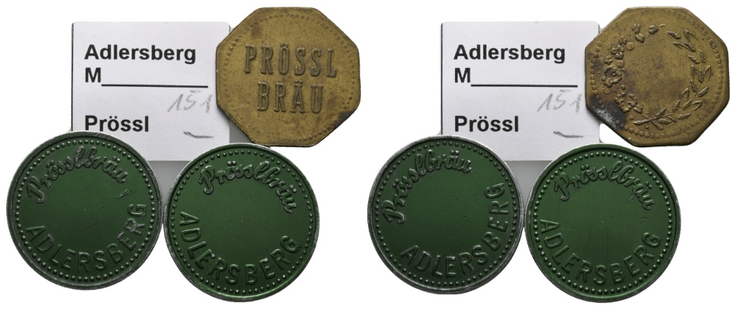  Bayern, Adlersberg, Prösselbräu, Menzel 151/- (3 Stück)   