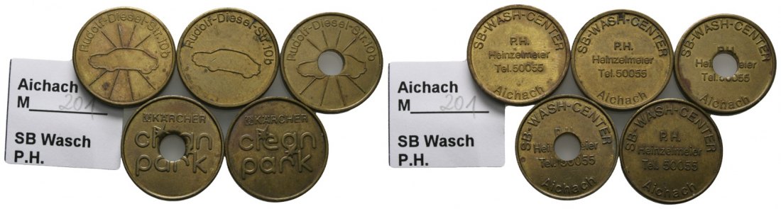 Bayern, Aichach, SB-Wasch-Center P.H., Menzel 201 (5 Stück)   