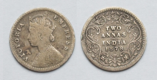  Britisch Indien Two Annas 1878 Victoria s-ss   