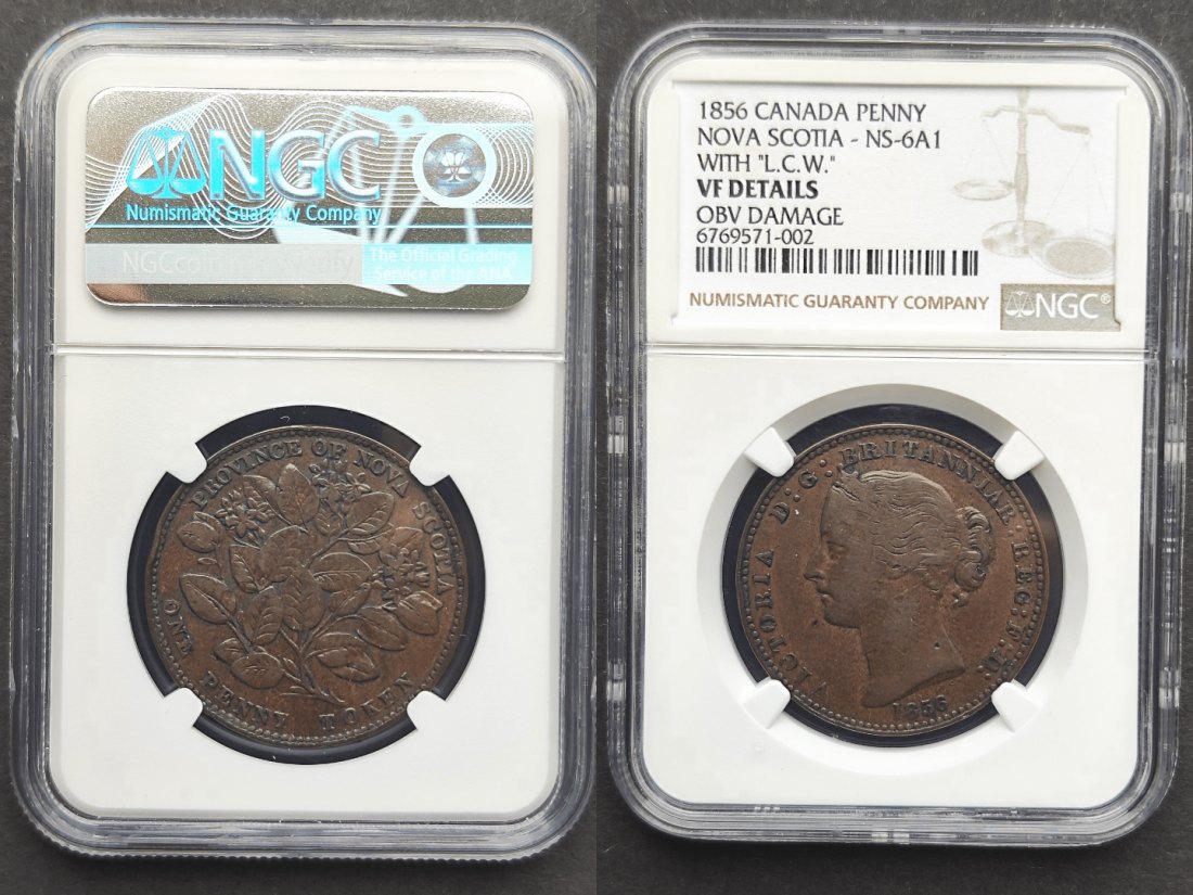  1856 Nova Scotia 1 Penny mit NGC Zert. - Kanada   