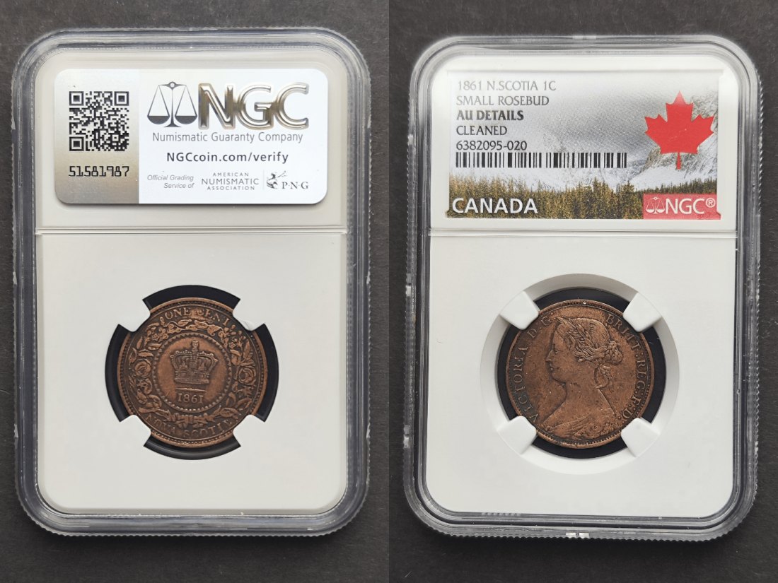 1861 Nova Scotia 1 Cent Penny mit NGC Zert. - Kanada   