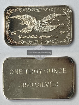  USA Silberbarren 1776-1976 FM-Frankfurt  Feinsilber: 31,1g   