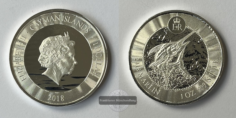  Cayman Inseln 1 Dollar 2018 Marlin Speerfisch KM#173 FM-Frankfurt  Feinsilber: 31,1g   