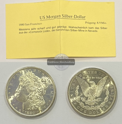 USA.  1 Dollar 1880 S Morgan-Type. KM#110  FM-Frankfurt Feinsilber: 24,05g   
