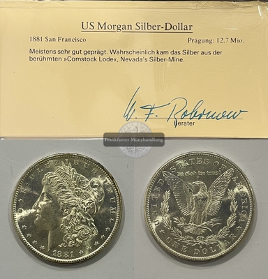  USA.  1 Dollar 1881 S Morgan-Type. KM#110  FM-Frankfurt Feinsilber: 24,05g   
