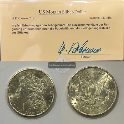  USA.  1 Dollar 1882 CC Morgan-Type. KM#110  FM-Frankfurt Feinsilber: 24,05g   