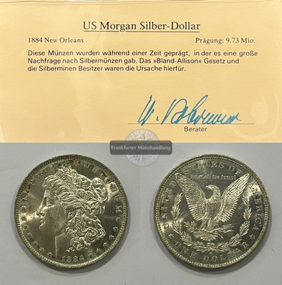  USA.  1 Dollar 1884 O Morgan-Type. KM#110  FM-Frankfurt Feinsilber: 24,05g   