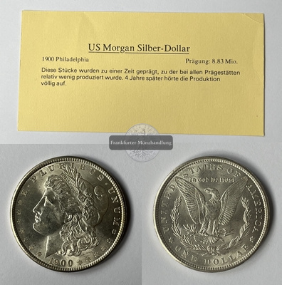  USA.  1 Dollar 1900 Morgan-Type. KM#110  FM-Frankfurt Feinsilber: 24,05g   